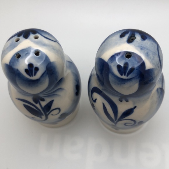 Matryoshka Salt Pepper Condiment Dish Tray Russian Traditional Blue White. VTG - Picture 9 of 9